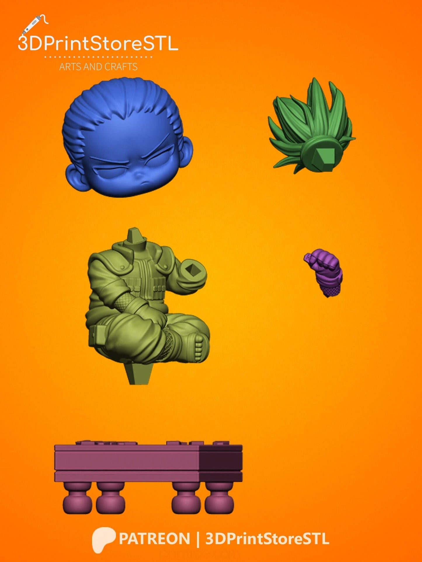 Shikamaru Chibi From Naruto 3D Print Model STL File 3DPrintStoreSTL