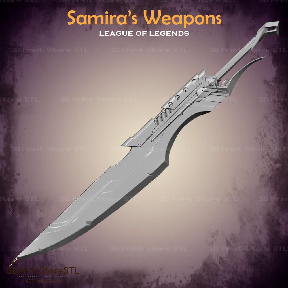 Samira Weapon Cosplay League of Legends 3D Print Model STL File 3DPrintStoreSTL