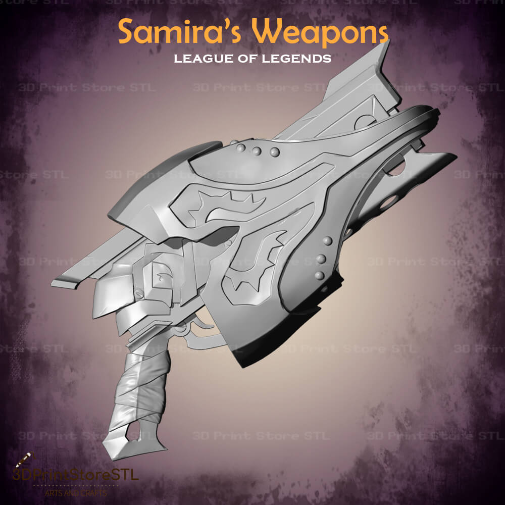 Samira Weapon Cosplay League of Legends 3D Print Model STL File 3DPrintStoreSTL