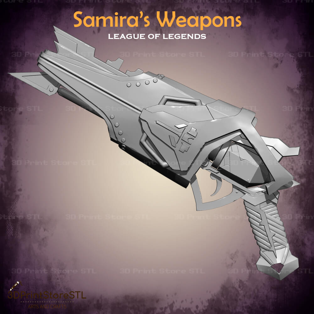 Samira Weapon Cosplay League of Legends 3D Print Model STL File 3DPrintStoreSTL