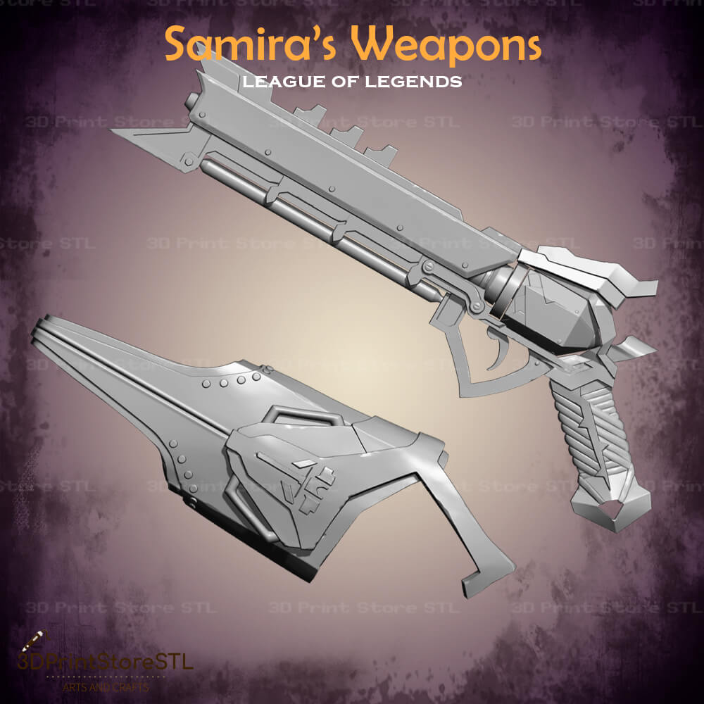 Samira Weapon Cosplay League of Legends 3D Print Model STL File 3DPrintStoreSTL
