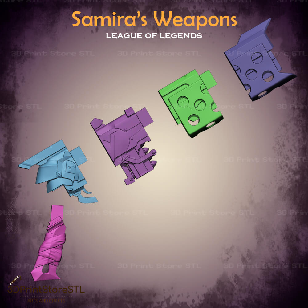 Samira Weapon Cosplay League of Legends 3D Print Model STL File 3DPrintStoreSTL