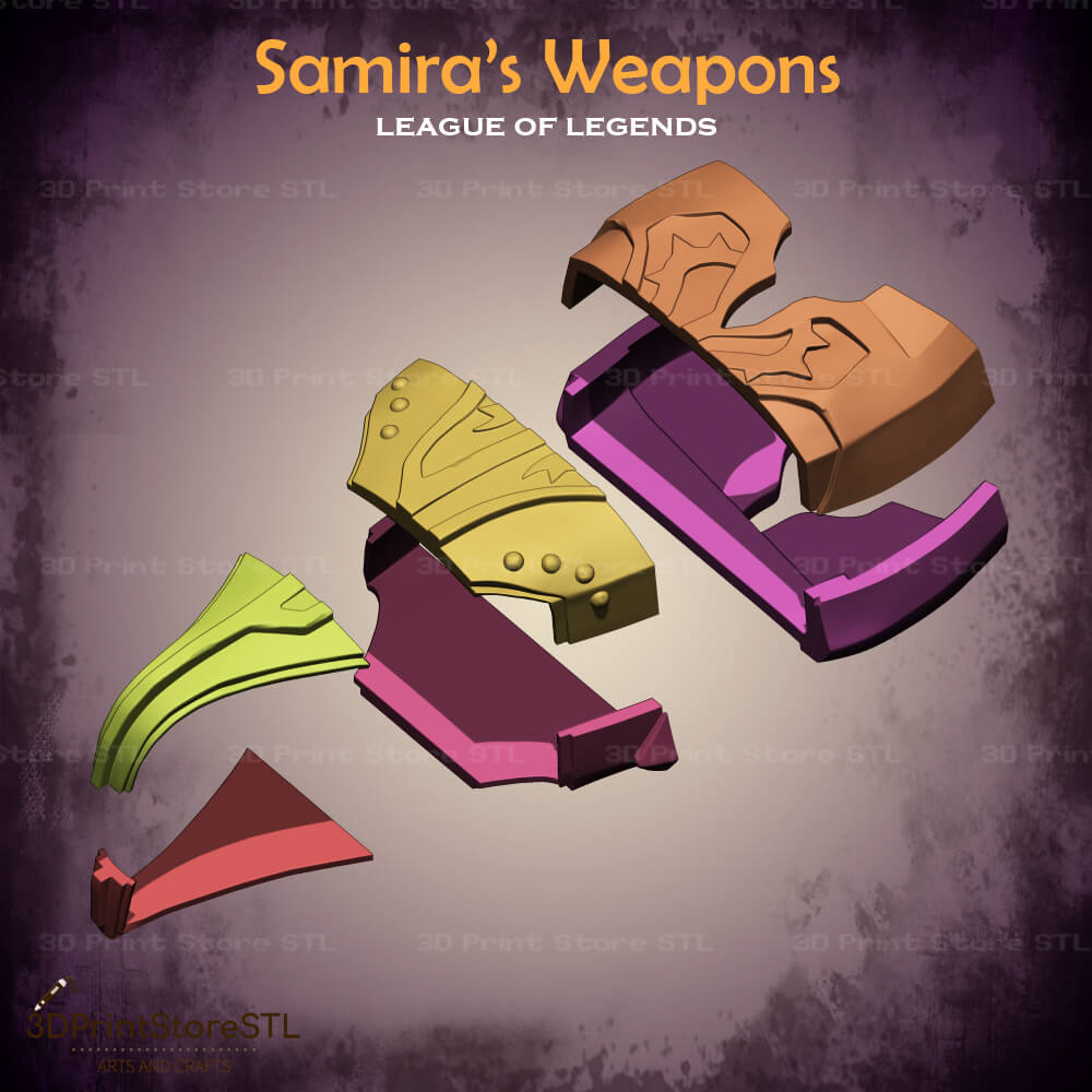 Samira Weapon Cosplay League of Legends 3D Print Model STL File 3DPrintStoreSTL