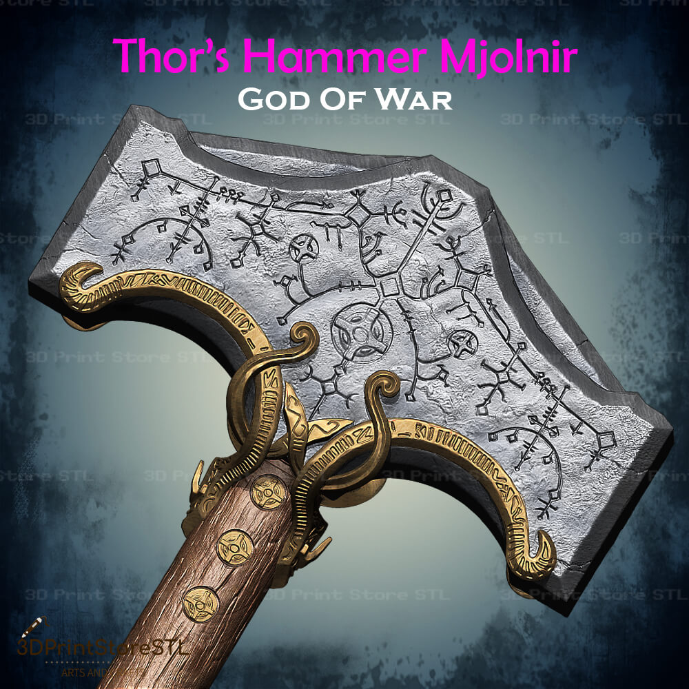 Thor Hammer Mjolnir Cosplay God of War 3D Print Model STL File 3DPrintStoreSTL