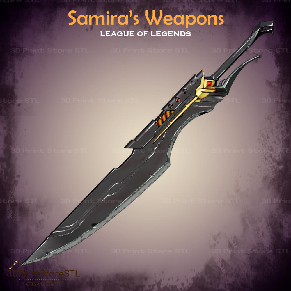Samira Weapon Cosplay League of Legends 3D Print Model STL File 3DPrintStoreSTL