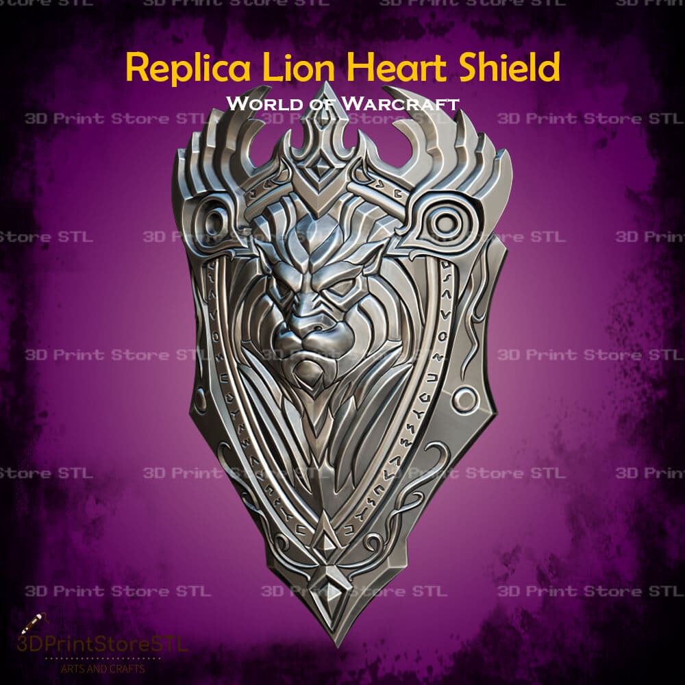 Replica Lion Heart Shield Cosplay World Of Warcraft 3D Print Model STL File 3DPrintStoreSTL