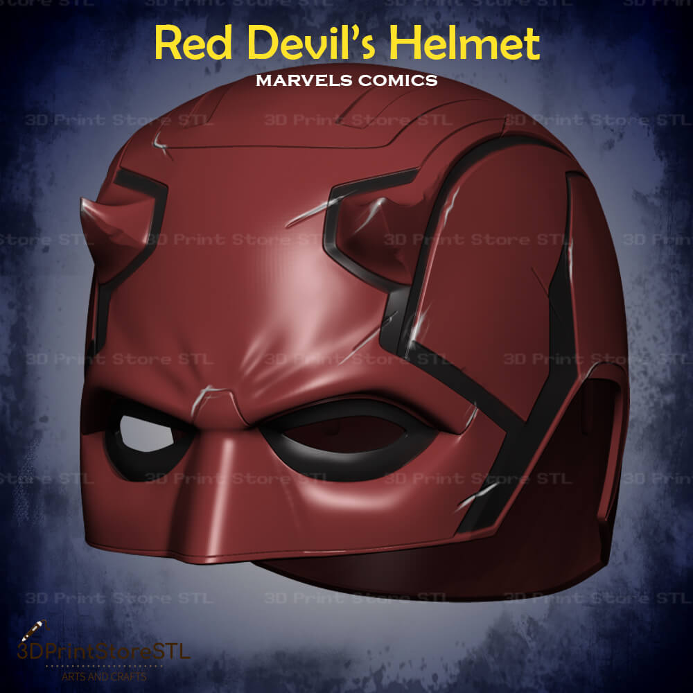 Red Devil Helmet Cosplay Marvel Comics 3D Print Model STL File 3DPrintStoreSTL
