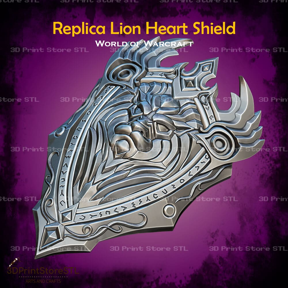 Replica Lion Heart Shield Cosplay World Of Warcraft 3D Print Model STL File 3DPrintStoreSTL