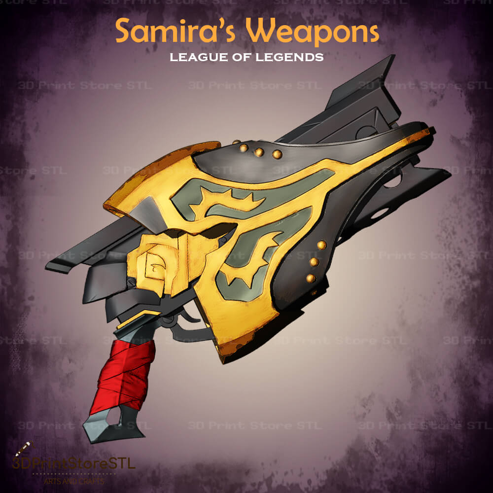 Samira Weapon Cosplay League of Legends 3D Print Model STL File 3DPrintStoreSTL
