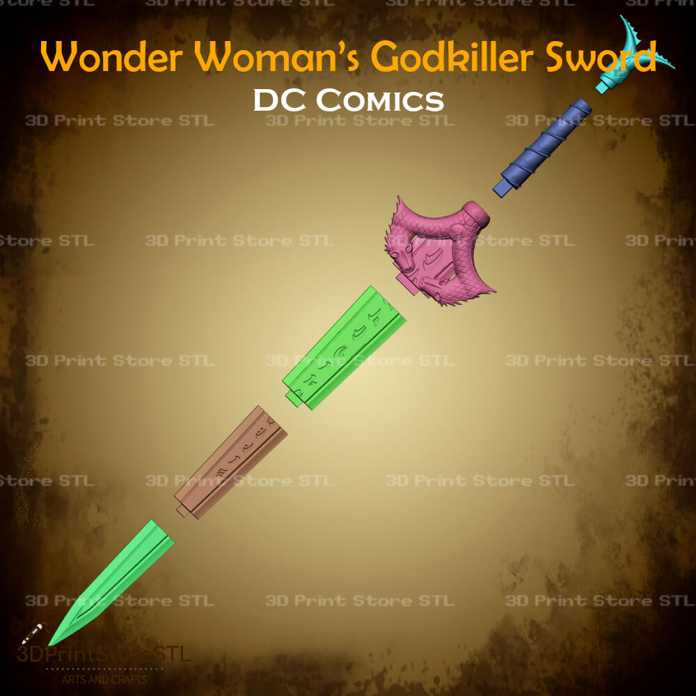 Wonder Woman Godkiller Sword Cosplay Aquaman Movie 3D Print Model STL File 3DPrintStoreSTL