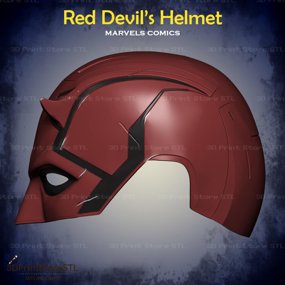 Red Devil Helmet Cosplay Marvel Comics 3D Print Model STL File 3DPrintStoreSTL