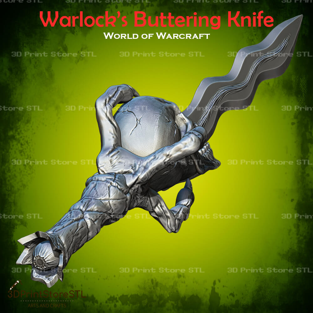 Warlock Buttering Knife Cosplay World Of Warcraft 3D Print Model STL File 3DPrintStoreSTL