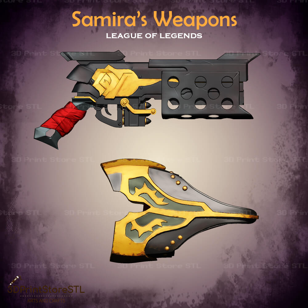 Samira Weapon Cosplay League of Legends 3D Print Model STL File 3DPrintStoreSTL
