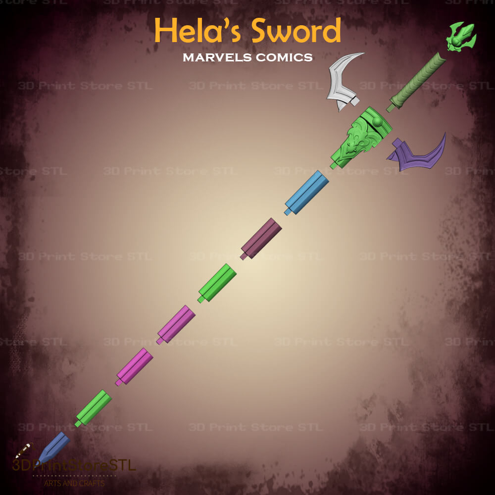 Hela Sword Cosplay Marvel Comics 3D Print Model STL File 3DPrintStoreSTL