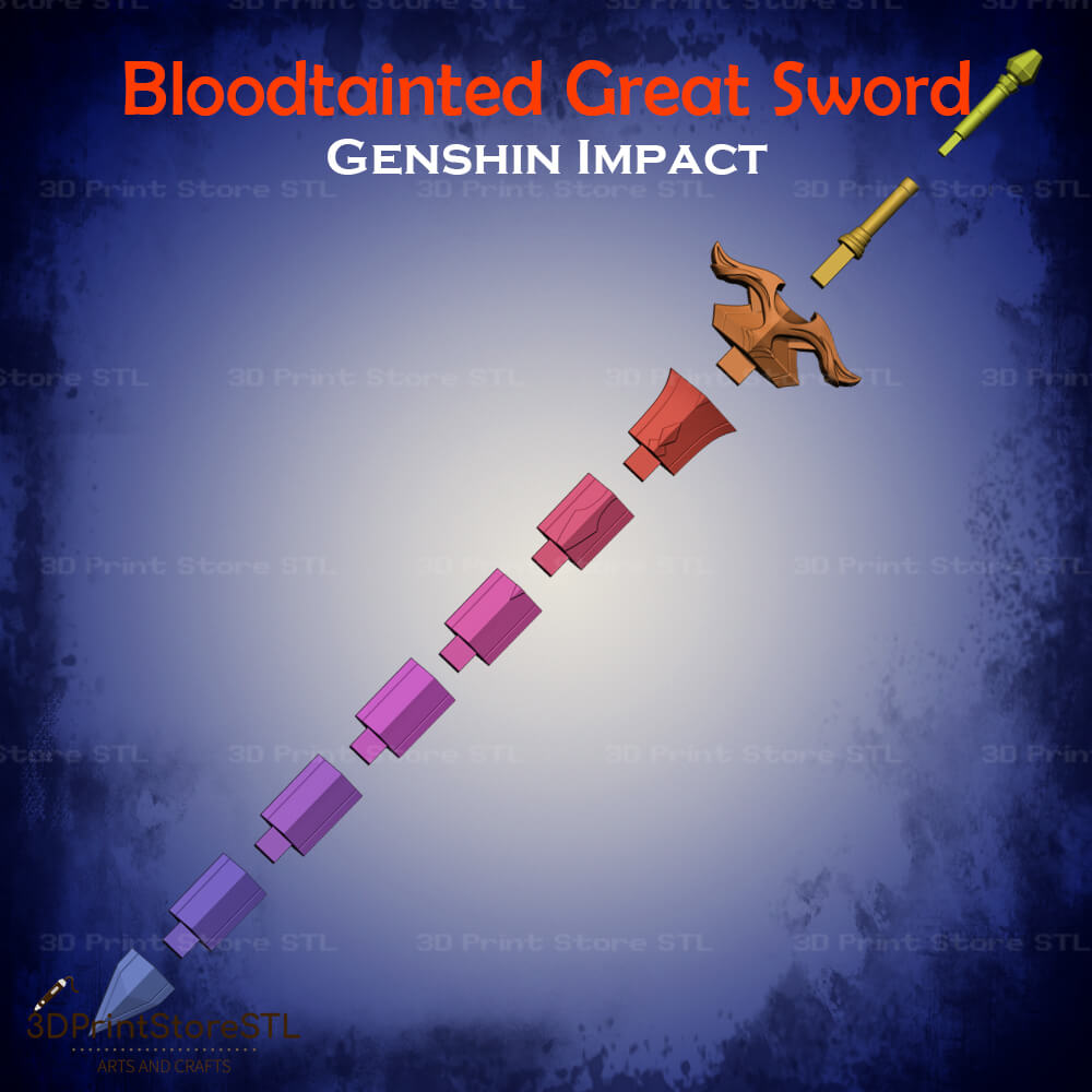 Bloodtainted Great Sword Cosplay Genshin Impact 3D Print Model STL File 3DPrintStoreSTL