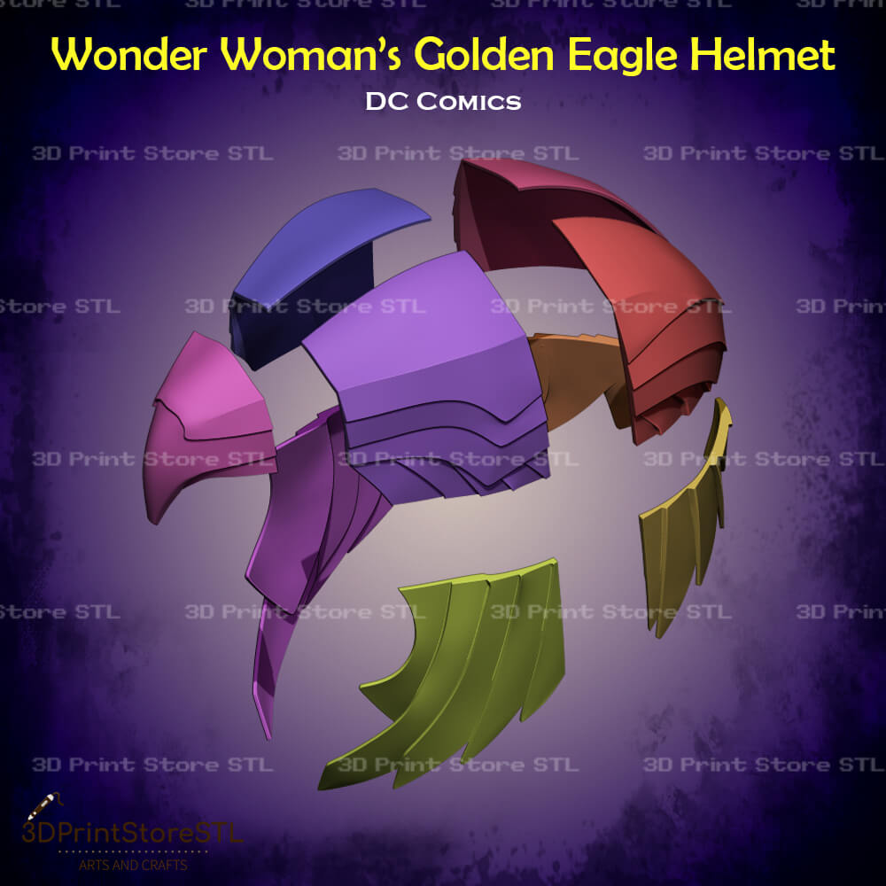 Wonder Woman Golden Eagle Helmet Cosplay Aquaman Movie 3D Print Model STL File 3DPrintStoreSTL