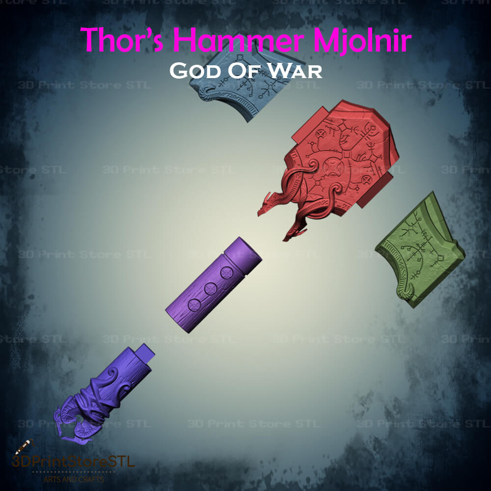 Thor Hammer Mjolnir Cosplay God of War 3D Print Model STL File 3DPrintStoreSTL