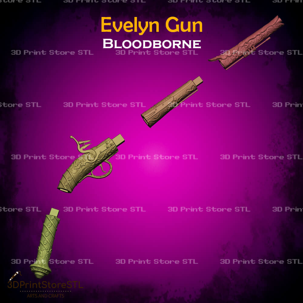 Evelyn Gun Cosplay Bloodborne 3D Print Model STL File 3DPrintStoreSTL
