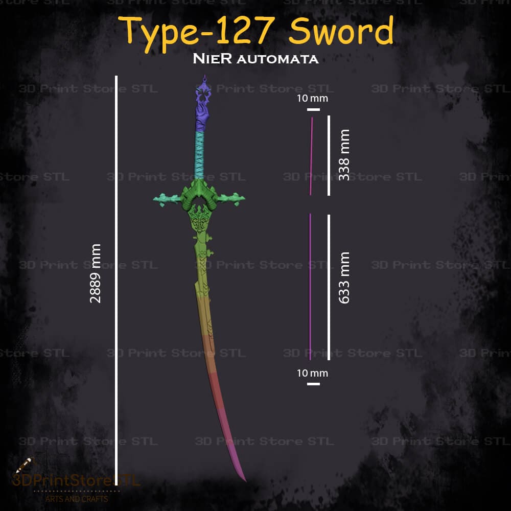 Type-127 Sword Cosplay NieR Automata 3D Print Model STL File 3DPrintStoreSTL