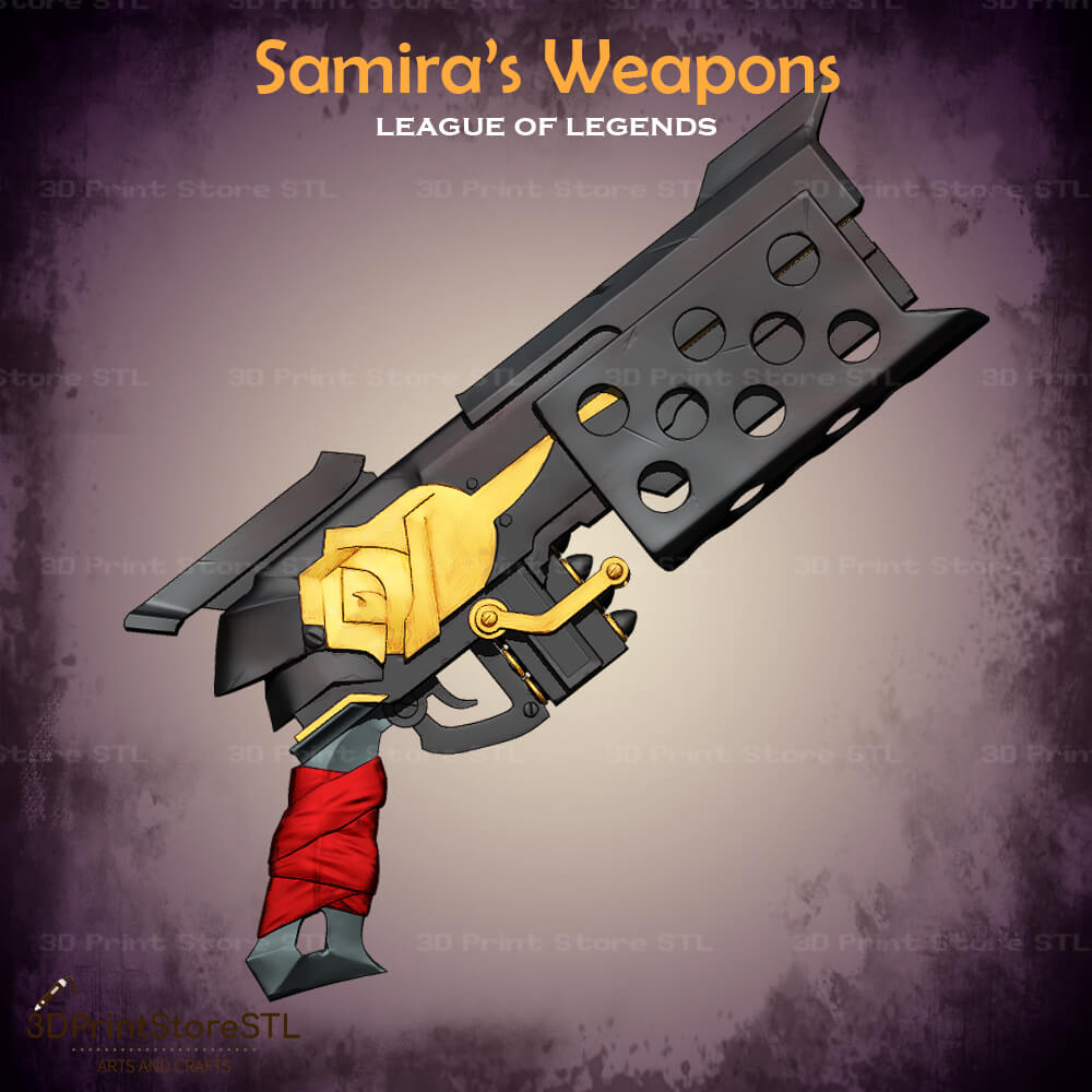Samira Weapon Cosplay League of Legends 3D Print Model STL File 3DPrintStoreSTL
