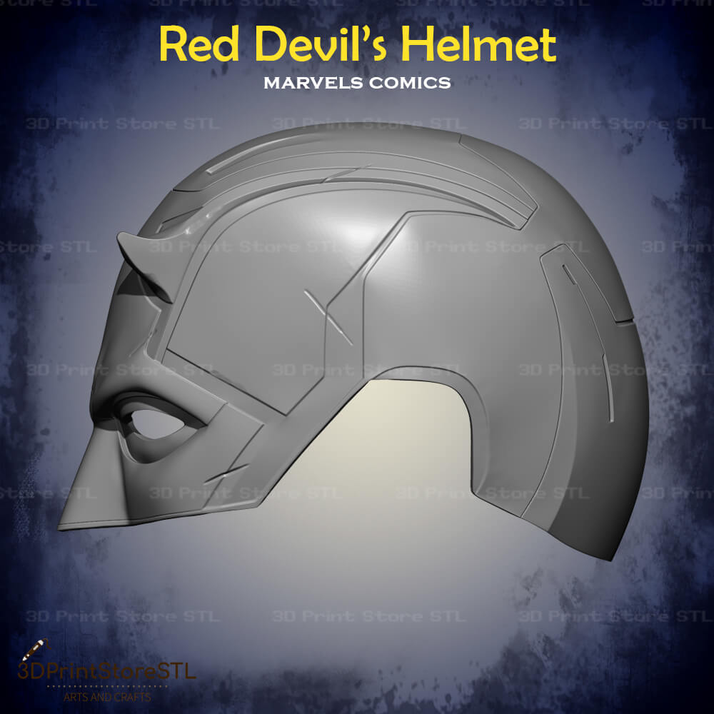Red Devil Helmet Cosplay Marvel Comics 3D Print Model STL File 3DPrintStoreSTL