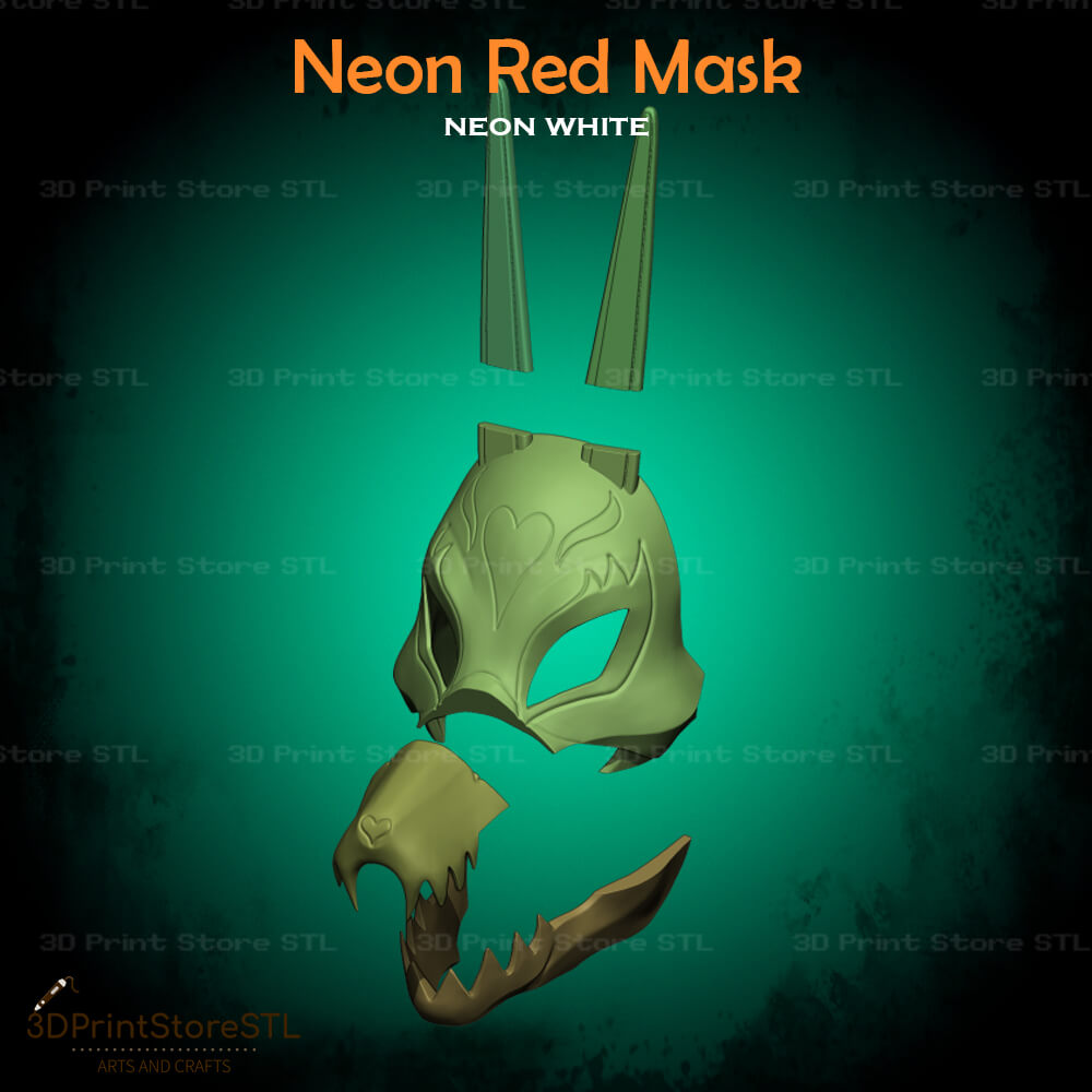 Red Mask Cosplay Neon White Game 3D Print Model STL File 3DPrintStoreSTL