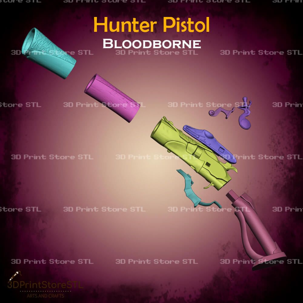Hunter Pistol Cosplay Bloodborne 3D Print Model STL File 3DPrintStoreSTL