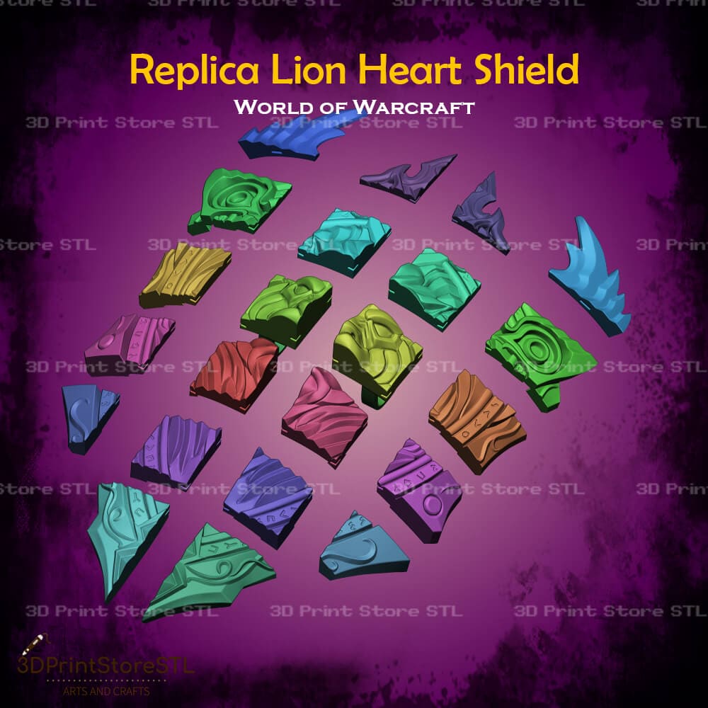 Replica Lion Heart Shield Cosplay World Of Warcraft 3D Print Model STL File 3DPrintStoreSTL