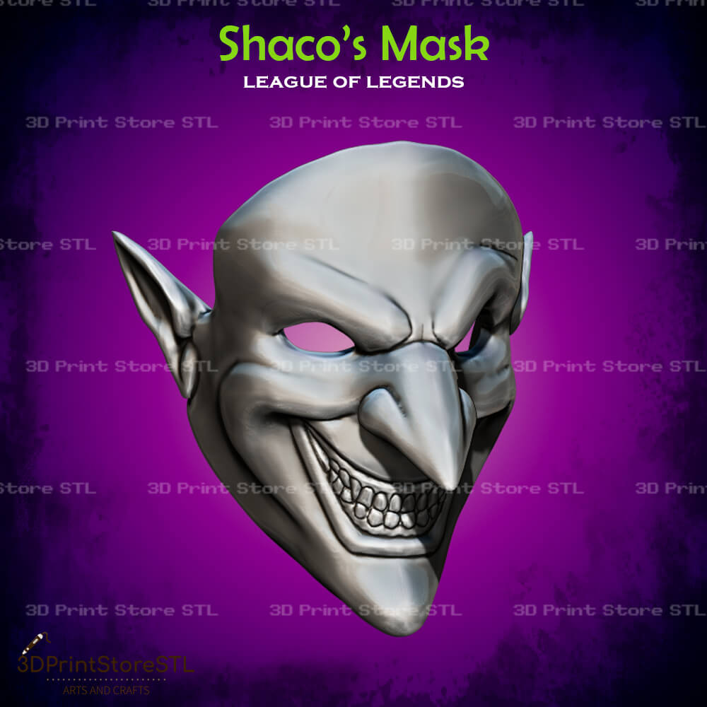 Shaco Mask Cosplay League of Legends 3D Print Model STL File 3DPrintStoreSTL