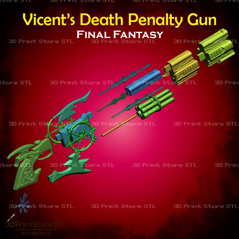 Vincents Death Penalty Gun Cosplay Final Fantasy 3D Print Model STL File 3DPrintStoreSTL