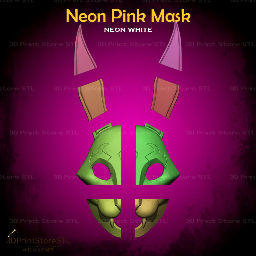 Pink Mask Cosplay Neon White Game 3D Print Model STL File 3DPrintStoreSTL