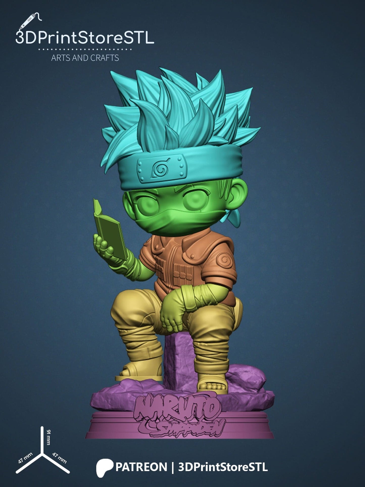 Kakashi Chibi 3D Print Model STL File 3DPrintStoreSTL