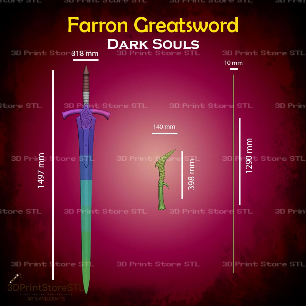 Farron Greatsword STL File for Dark Souls Cosplay and 3D Print Model