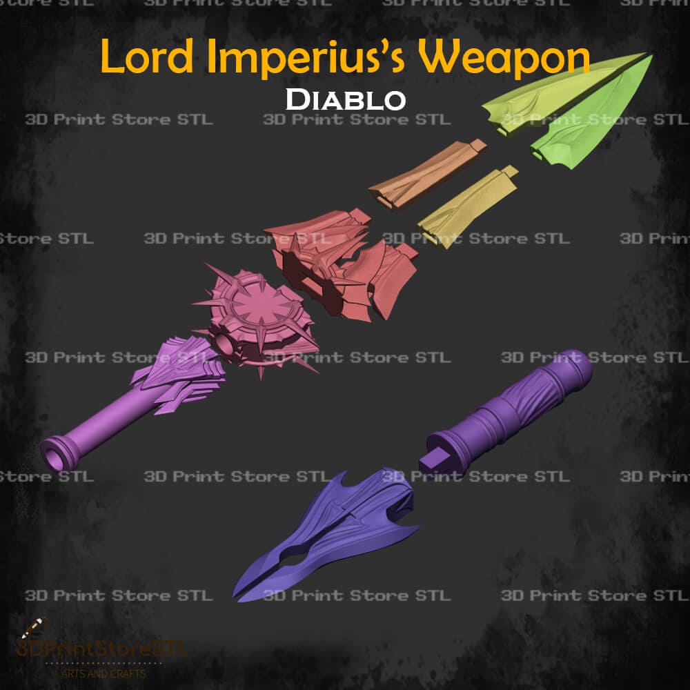 The Spear of Valor STL File for Diablo Cosplay and 3D Print Model