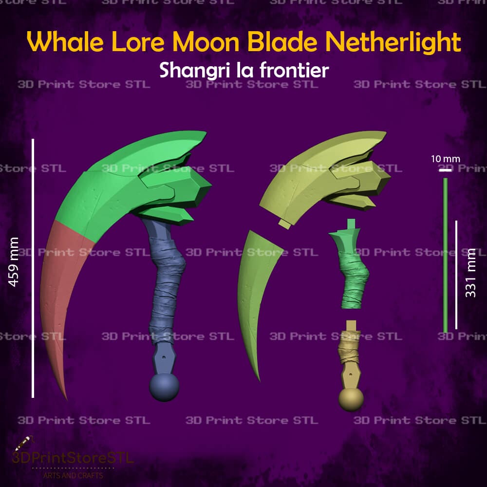 Whale Lore Moon Blade Netherlight STL File for Shangri-La Frontier Cosplay and 3D Print Model