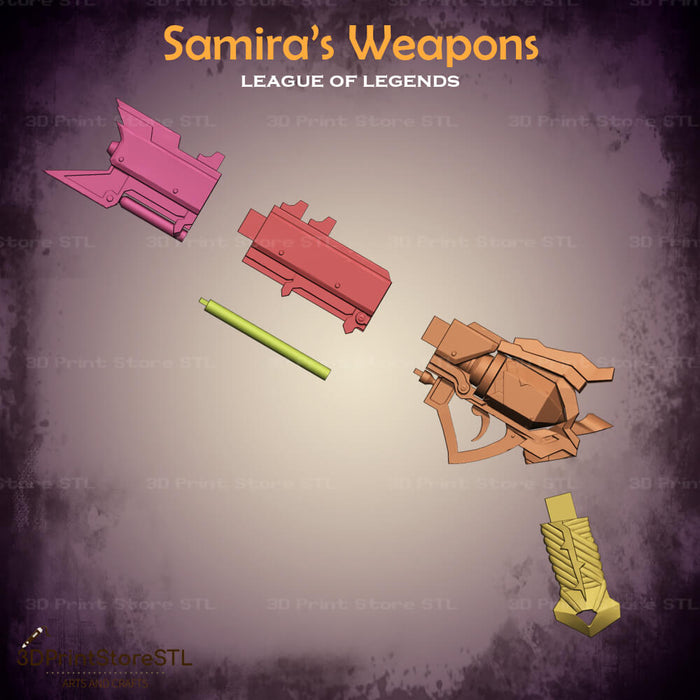 Samira Weapon Cosplay League of Legends 3D Print Model STL File 3DPrintStoreSTL