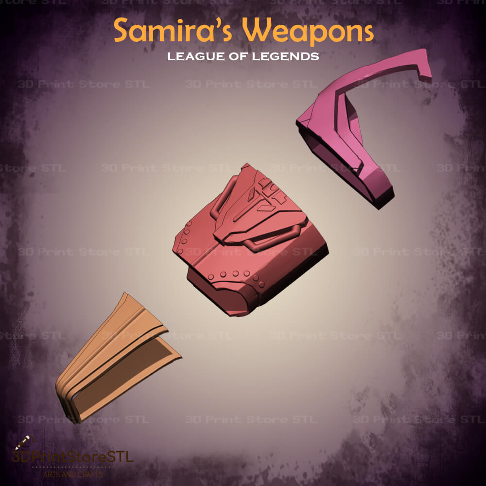 Samira Weapon Cosplay League of Legends 3D Print Model STL File 3DPrintStoreSTL