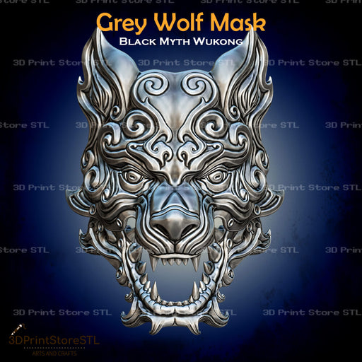 Grey Wolf Mask Cosplay Black Myth Wukong 3D Print Model STL File 3DPrintStoreSTL