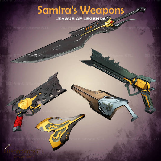 Samira Weapon Cosplay League of Legends 3D Print Model STL File 3DPrintStoreSTL