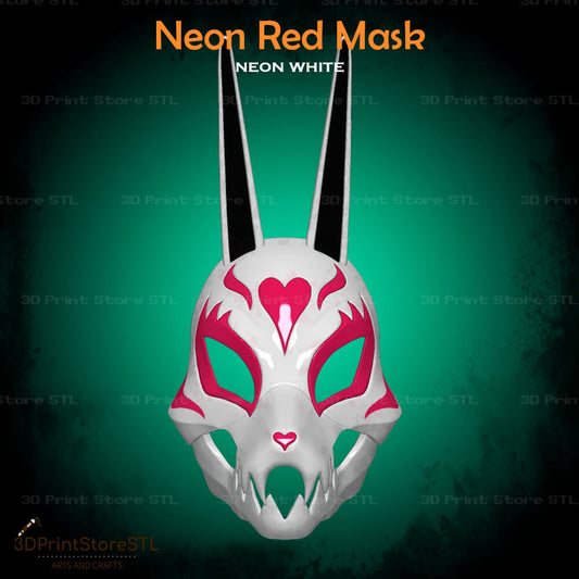 Red Mask Cosplay Neon White Game 3D Print Model STL File 3DPrintStoreSTL