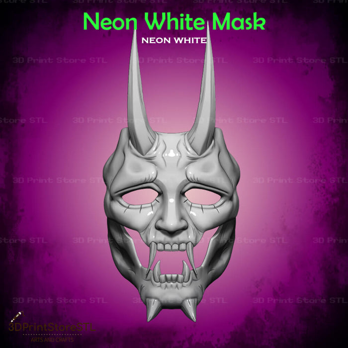 White Mask Cosplay Neon White Game 3D Print Model STL File 3DPrintStoreSTL