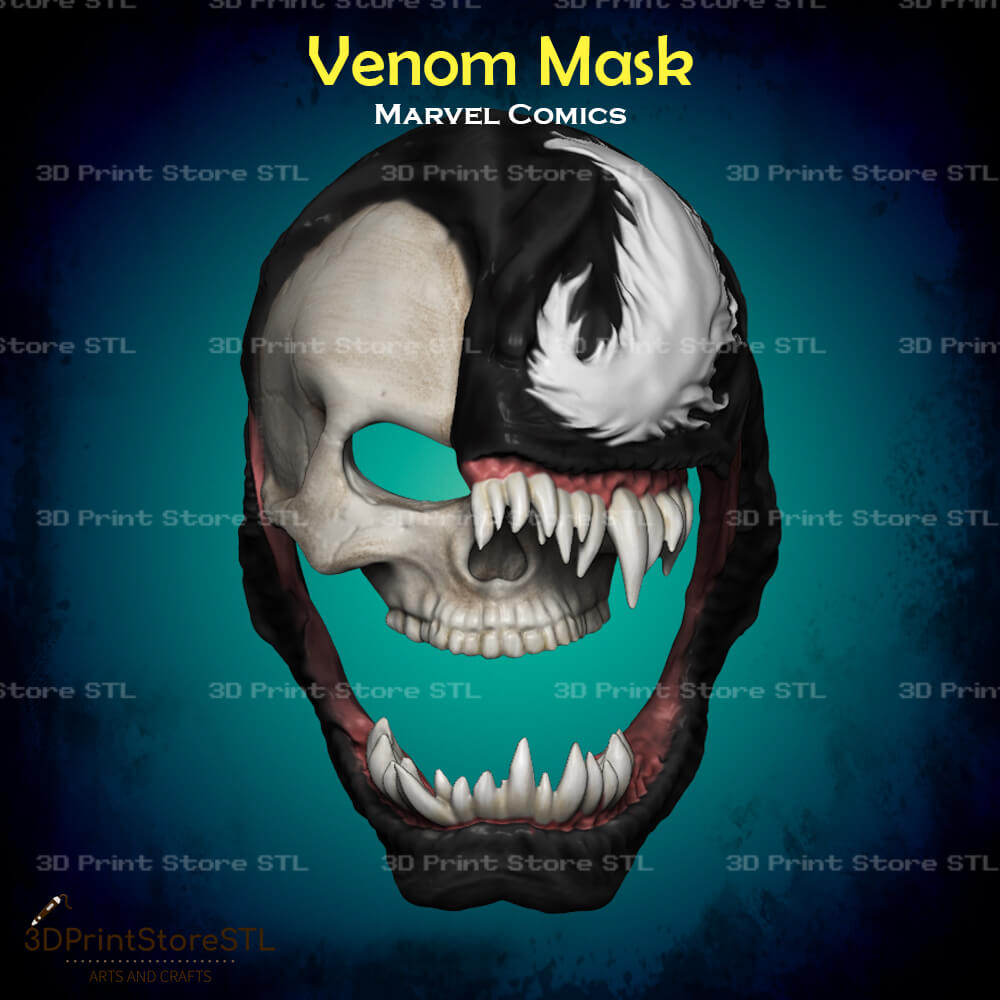 Venom Mask Cosplay Marvel Comics 3D Print Model STL File 3DPrintStoreSTL