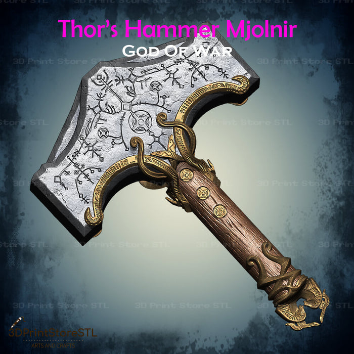 Thor Hammer Mjolnir Cosplay God of War 3D Print Model STL File 3DPrintStoreSTL