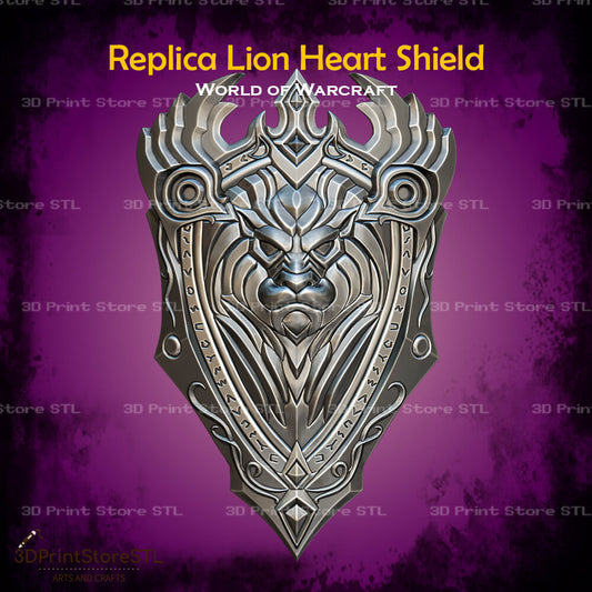 Replica Lion Heart Shield Cosplay World Of Warcraft 3D Print Model STL File 3DPrintStoreSTL