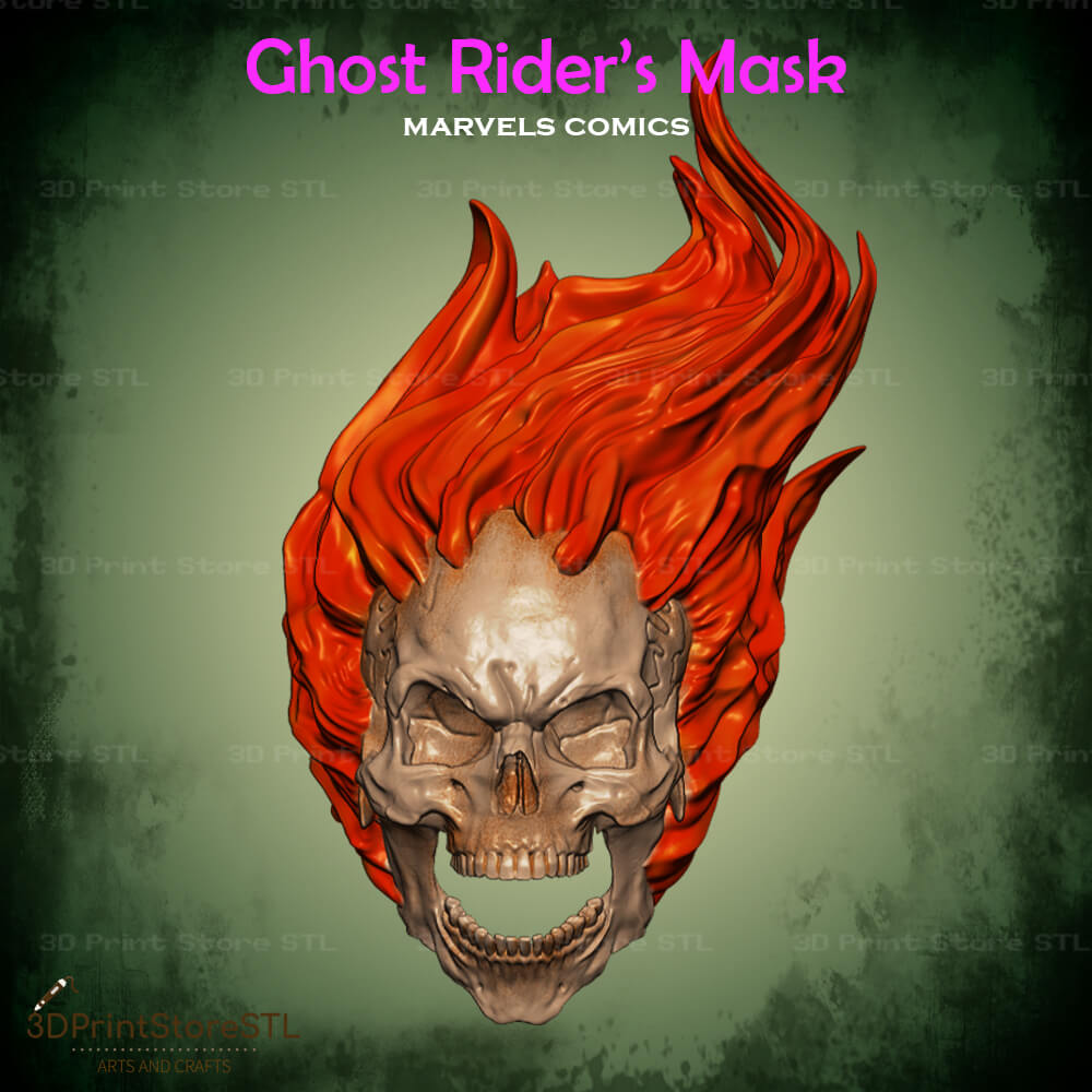 Phantom Rider Masked Ghost Rider Mask Cosplay Marvel Comics 3D Print Model STL File ...