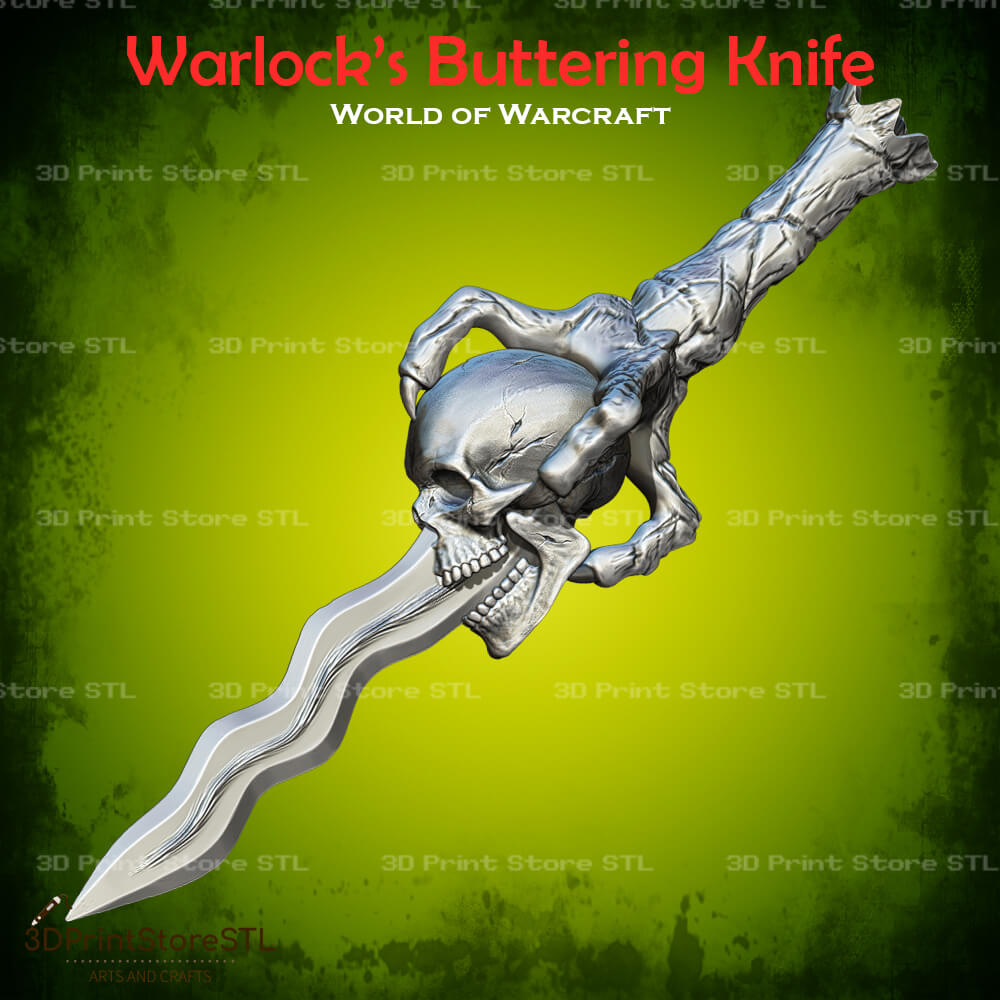 Warlock Buttering Knife Cosplay World Of Warcraft 3D Print Model STL File 3DPrintStoreSTL
