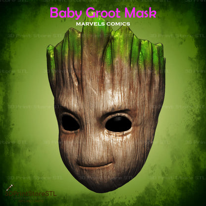 Baby Groot Mask Cosplay Guardians of the Galaxy 3D Print Model STL File 3DPrintStoreSTL