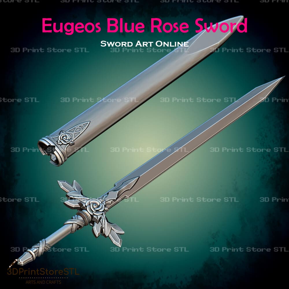 Eugeos Blue Rose Sword Cosplay Sword Art Online 3D Print Model STL File 3DPrintStoreSTL