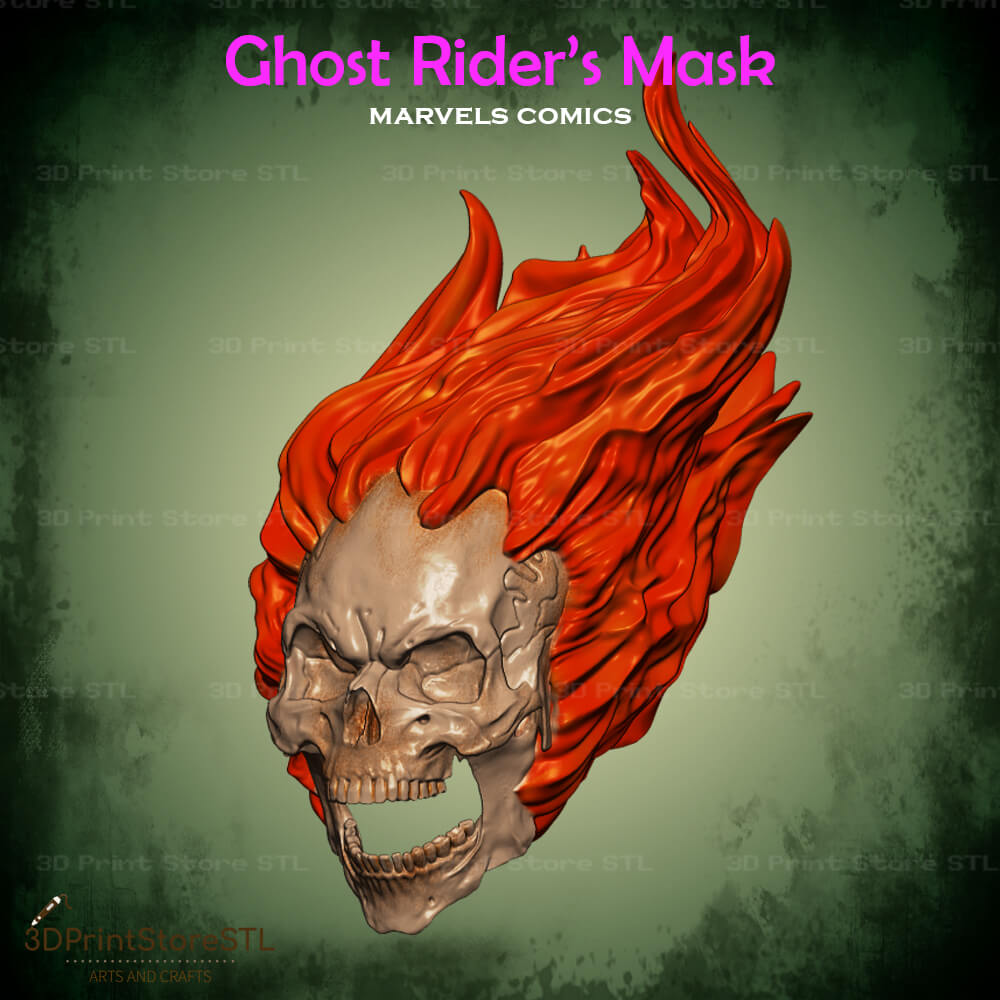 Ghost Rider Mask Cosplay Marvel Comics 3D Print Model STL File 3DPrintStoreSTL