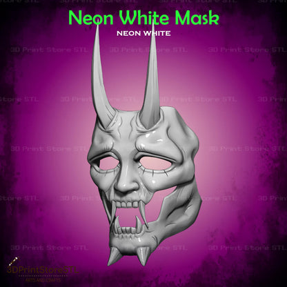 White Mask Cosplay Neon White Game 3D Print Model STL File 3DPrintStoreSTL